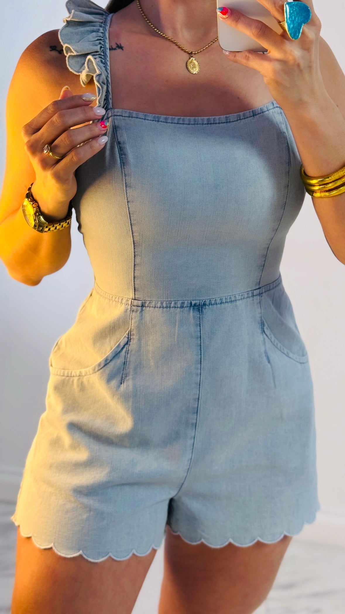 Naily Denim Romper