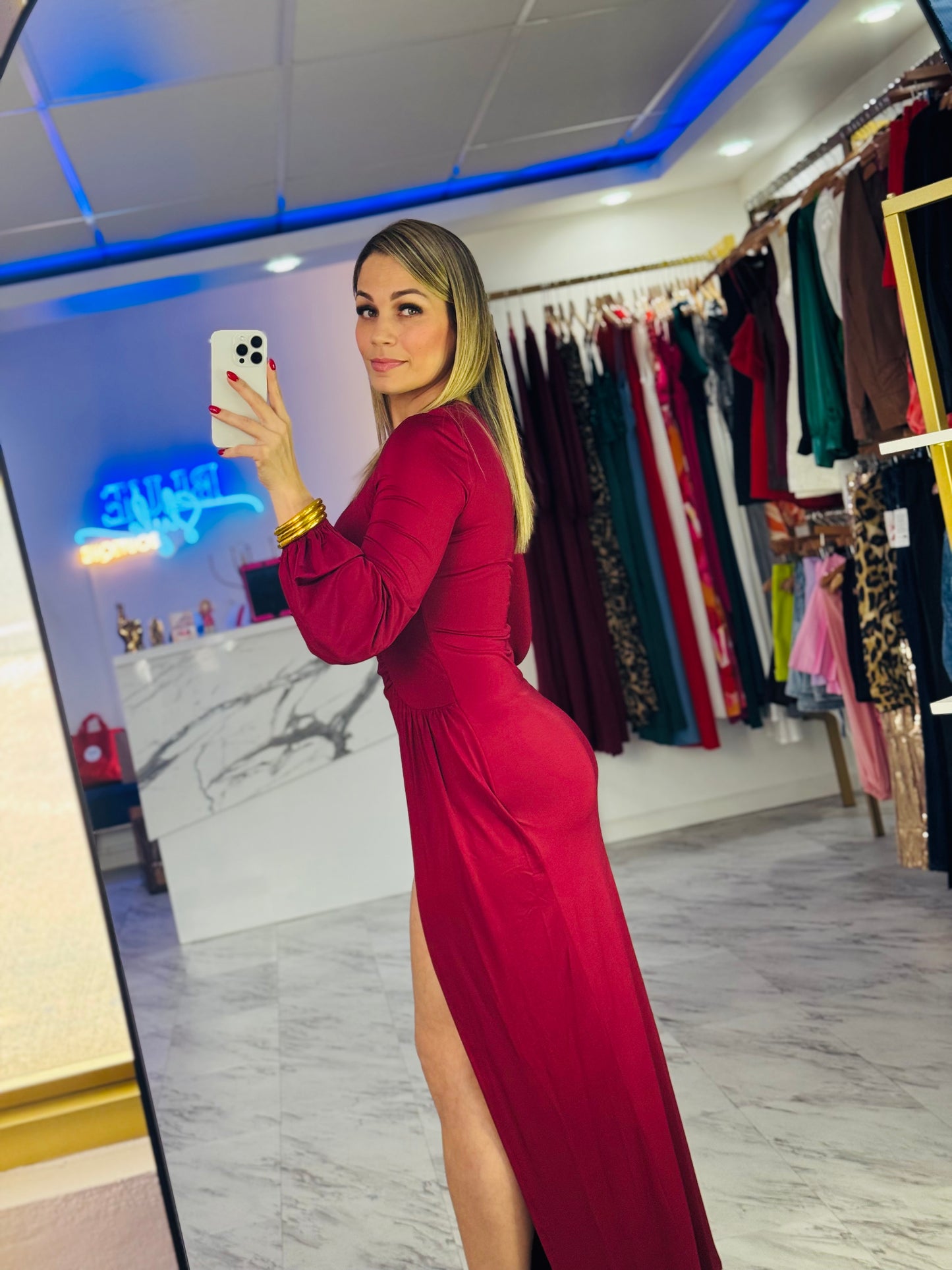 Ariana Burgundy Dress