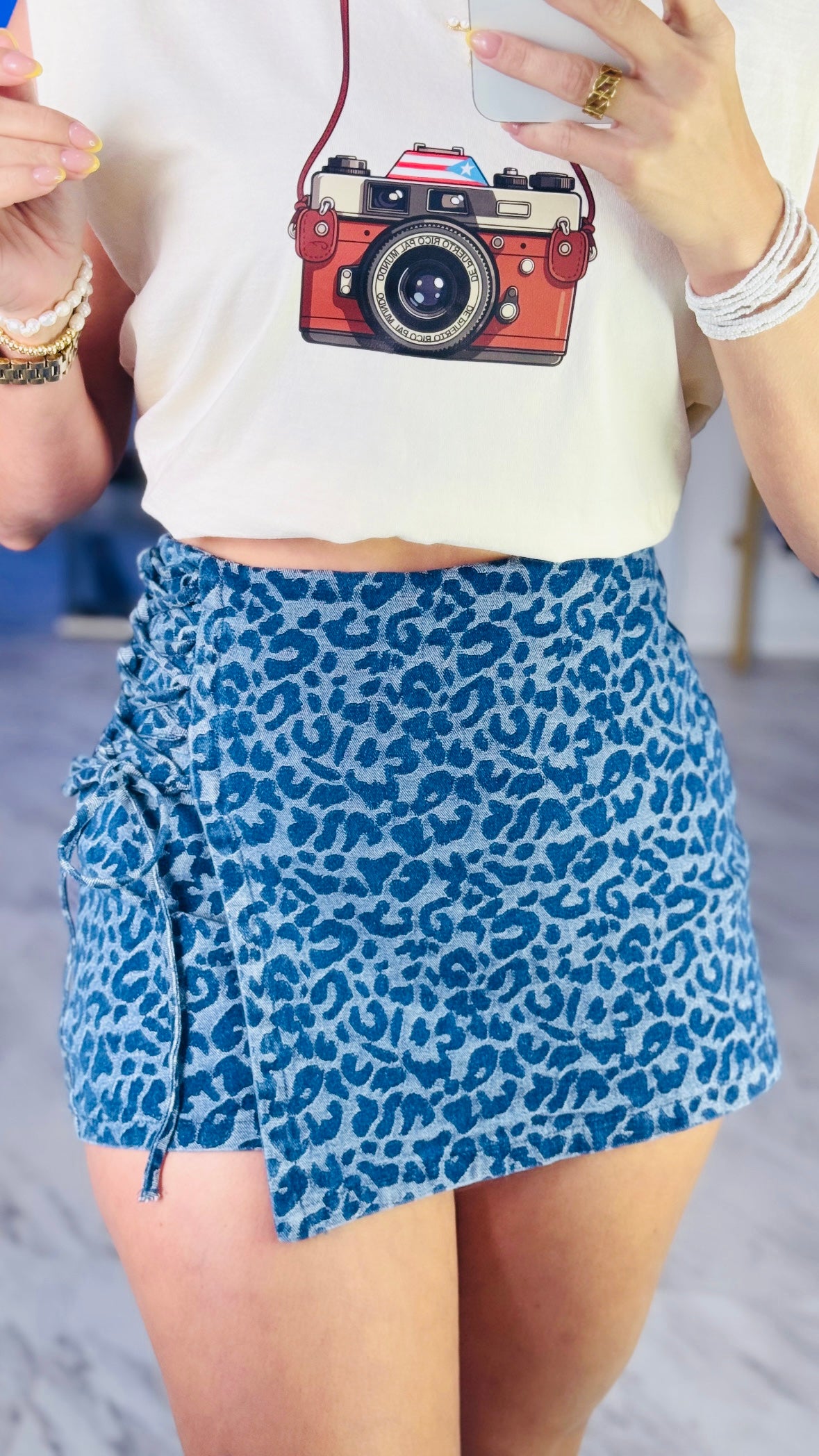 Blue Leopard Skort