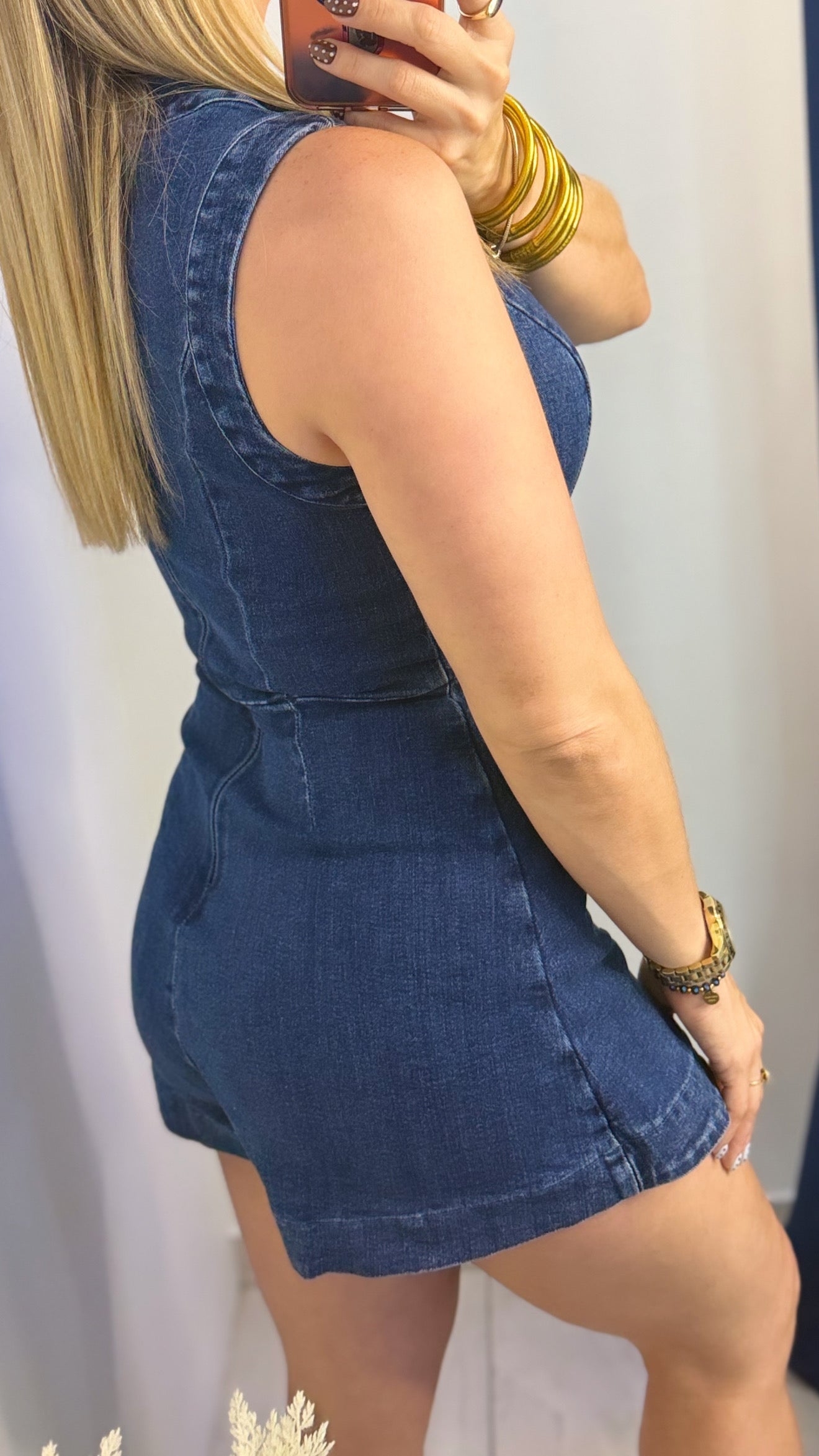 Gold Denim Romper ✨