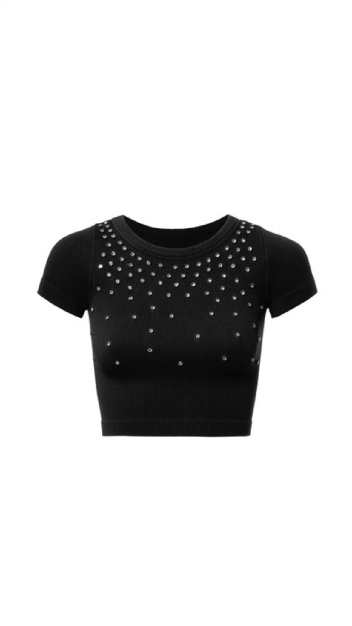 Black Rhinestone Crop Top