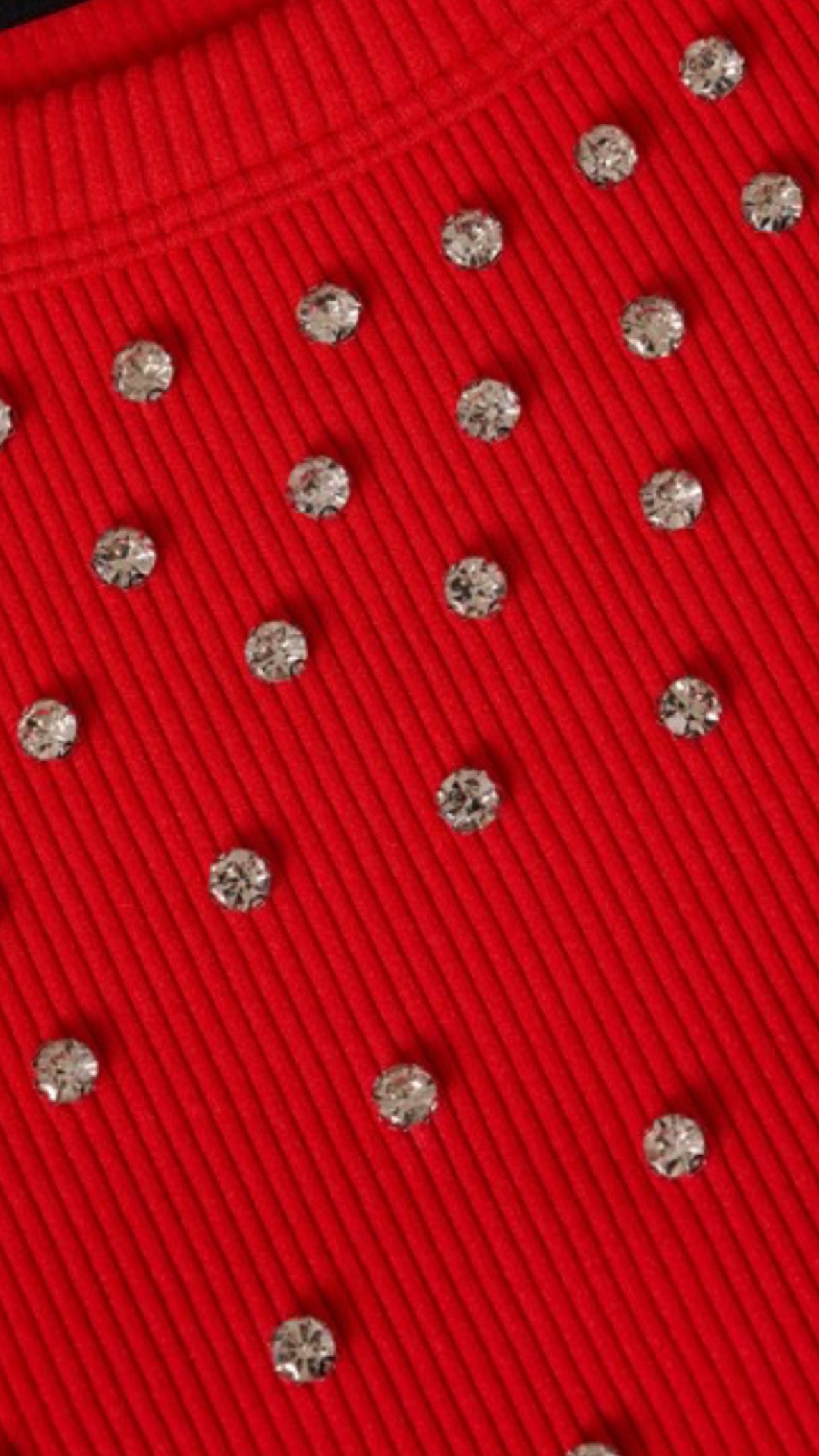Red Rhinestone Crop Top