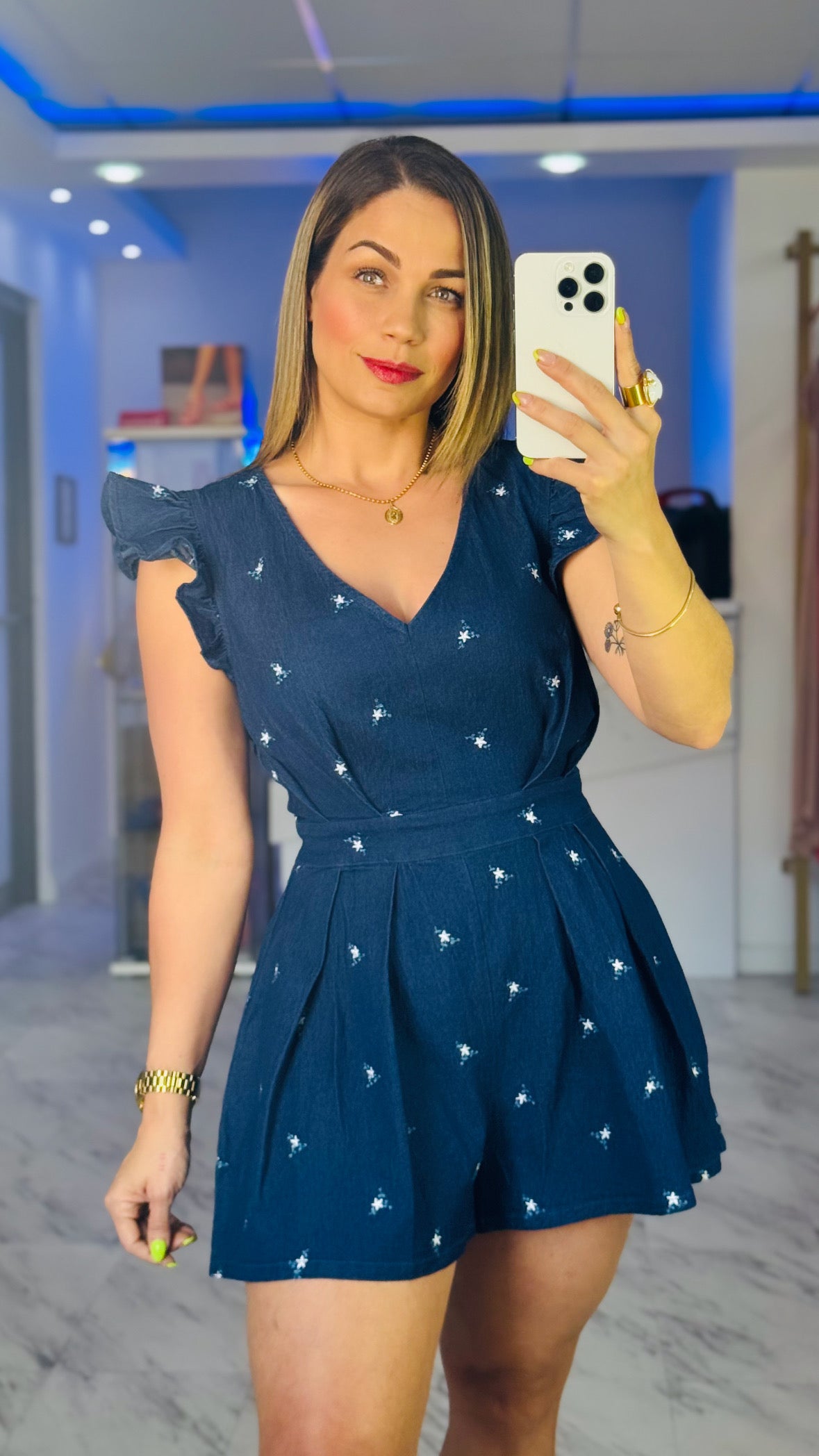Celine Denim Romper