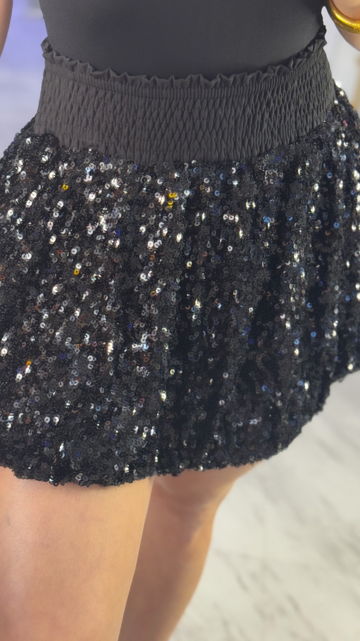 Black Sequin Skort