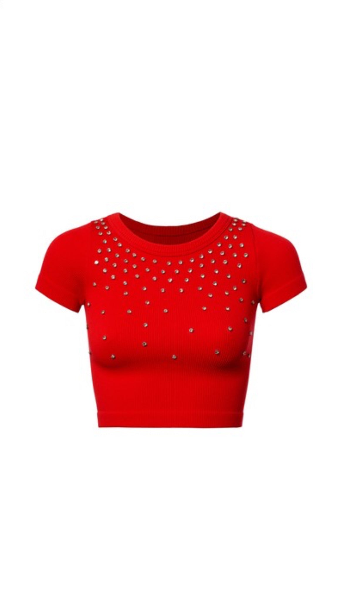 Red Rhinestone Crop Top