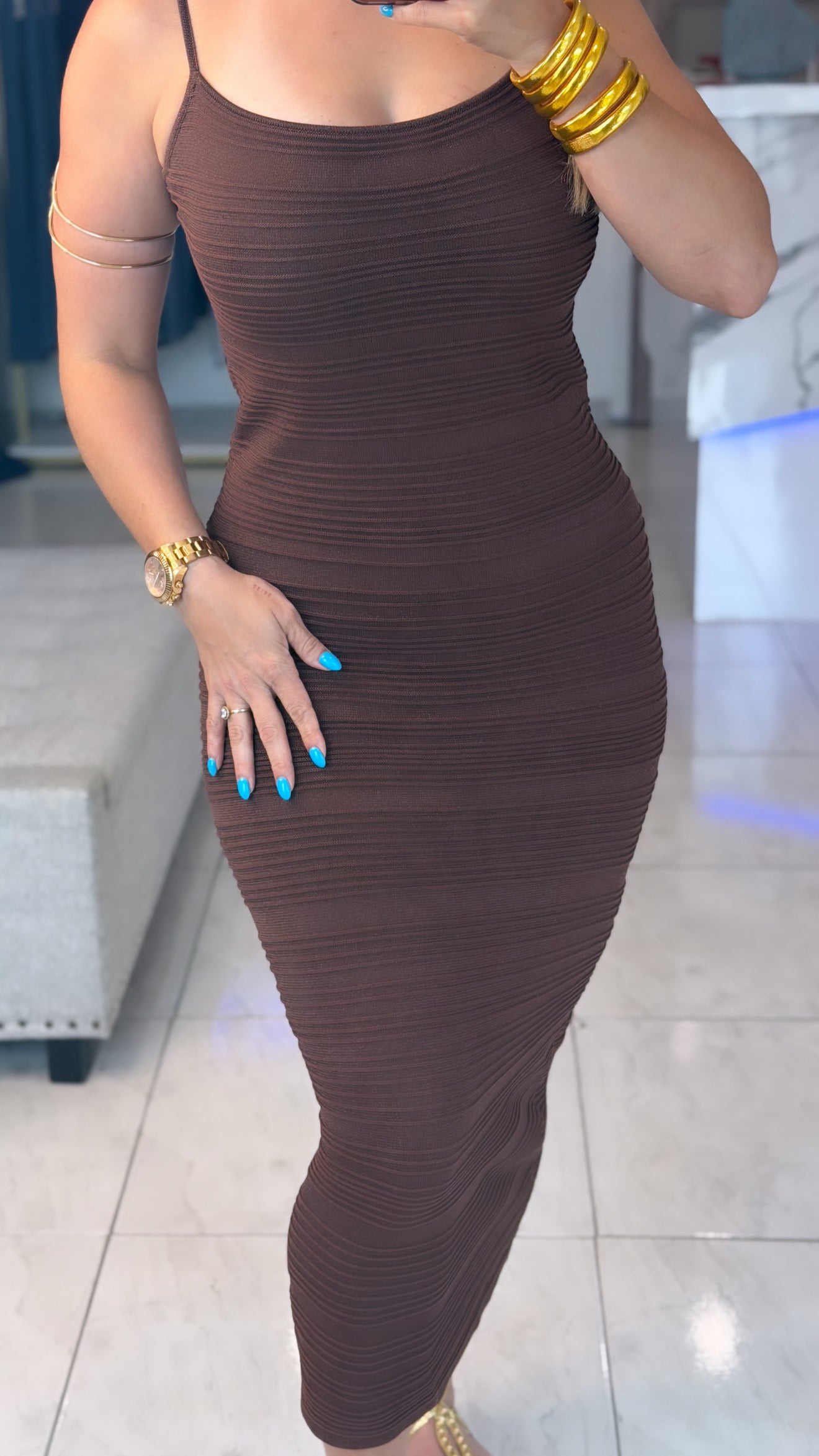 Brown Glitter Dress🤎✨