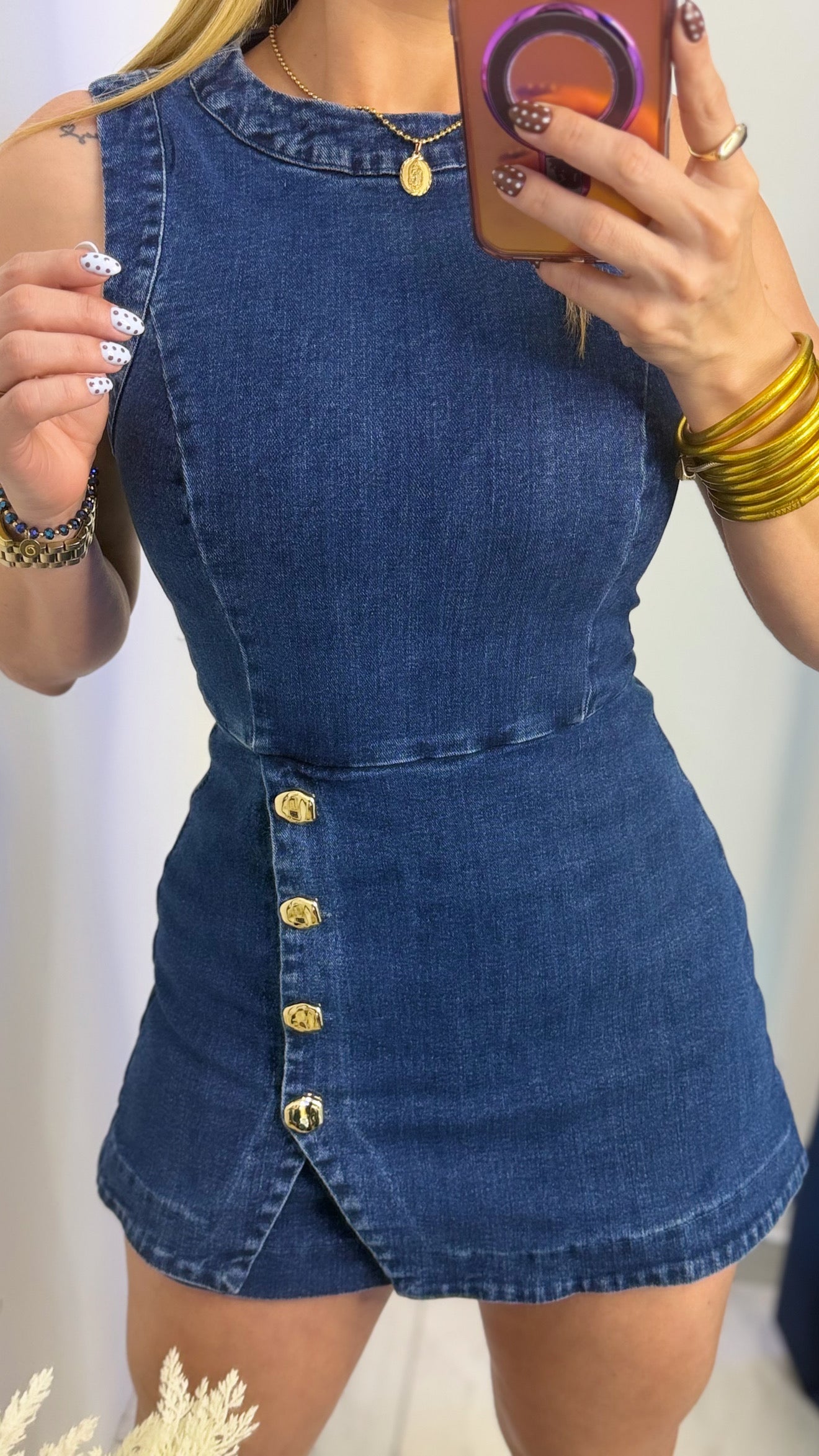 Gold Denim Romper ✨