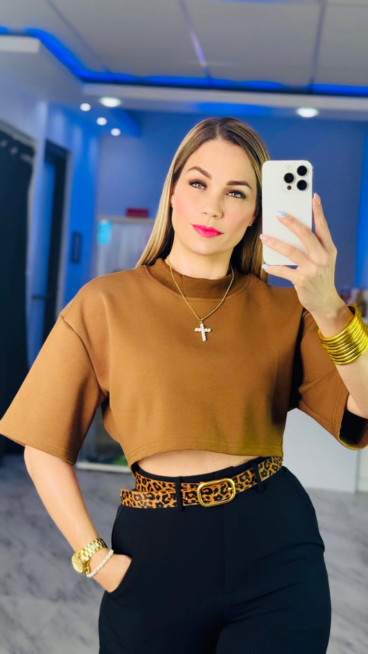 Oversized Crop Top BROWN🤎