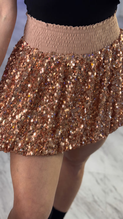 Rose Gold Sequin Skort