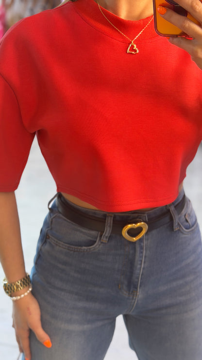 Oversized Crop RED❤️