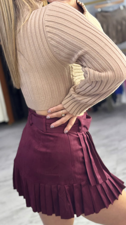 Burgundy Suede Skort 🍷
