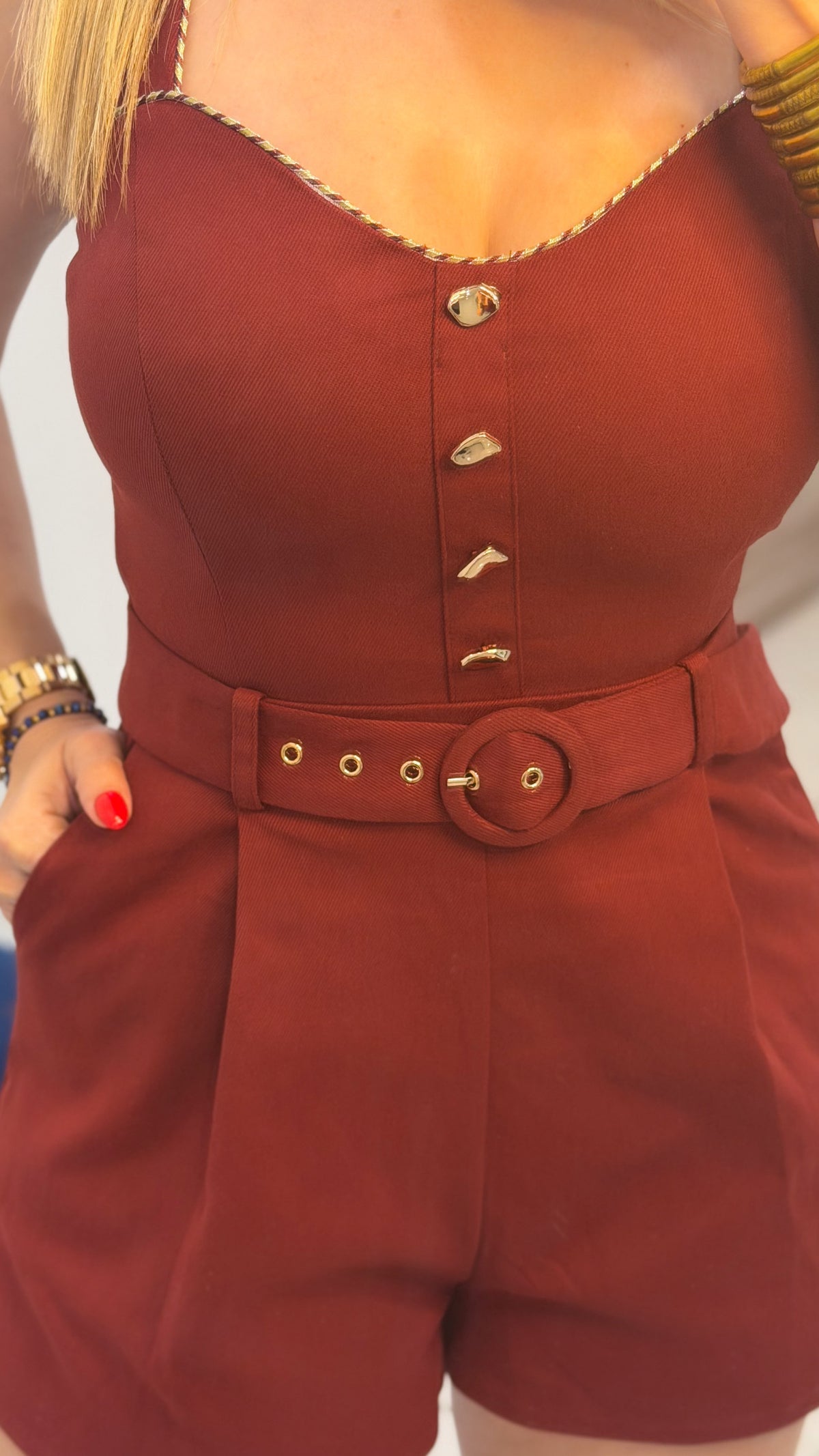 Cecilia Burgundy Romper