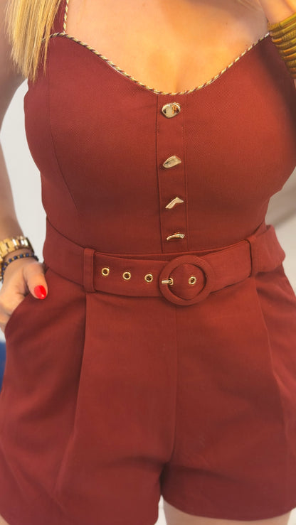 Cecilia Burgundy Romper