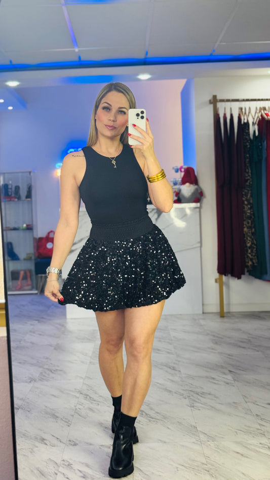 Black Sequin Skort