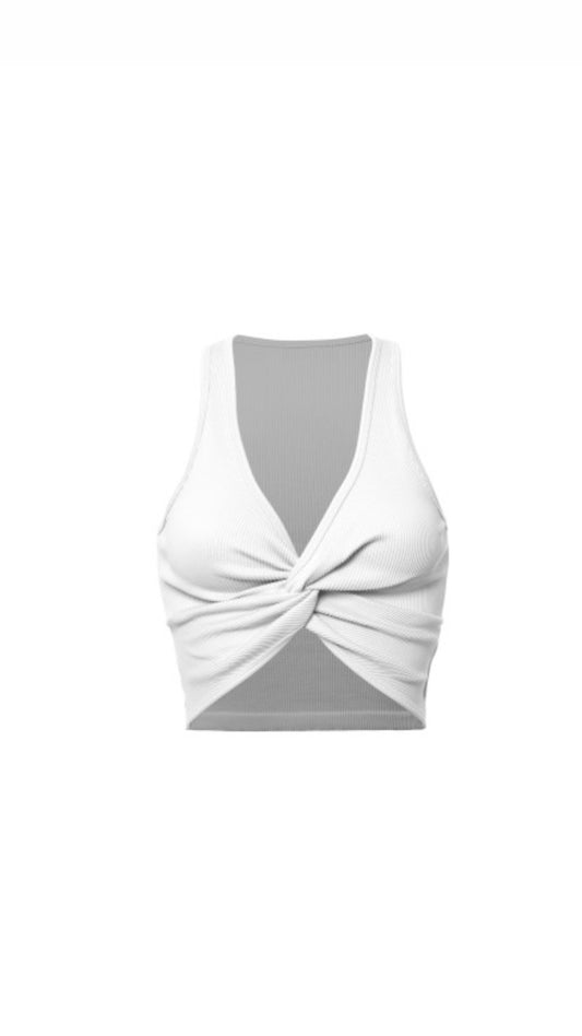 Twist Crop Top WHITE 🤍