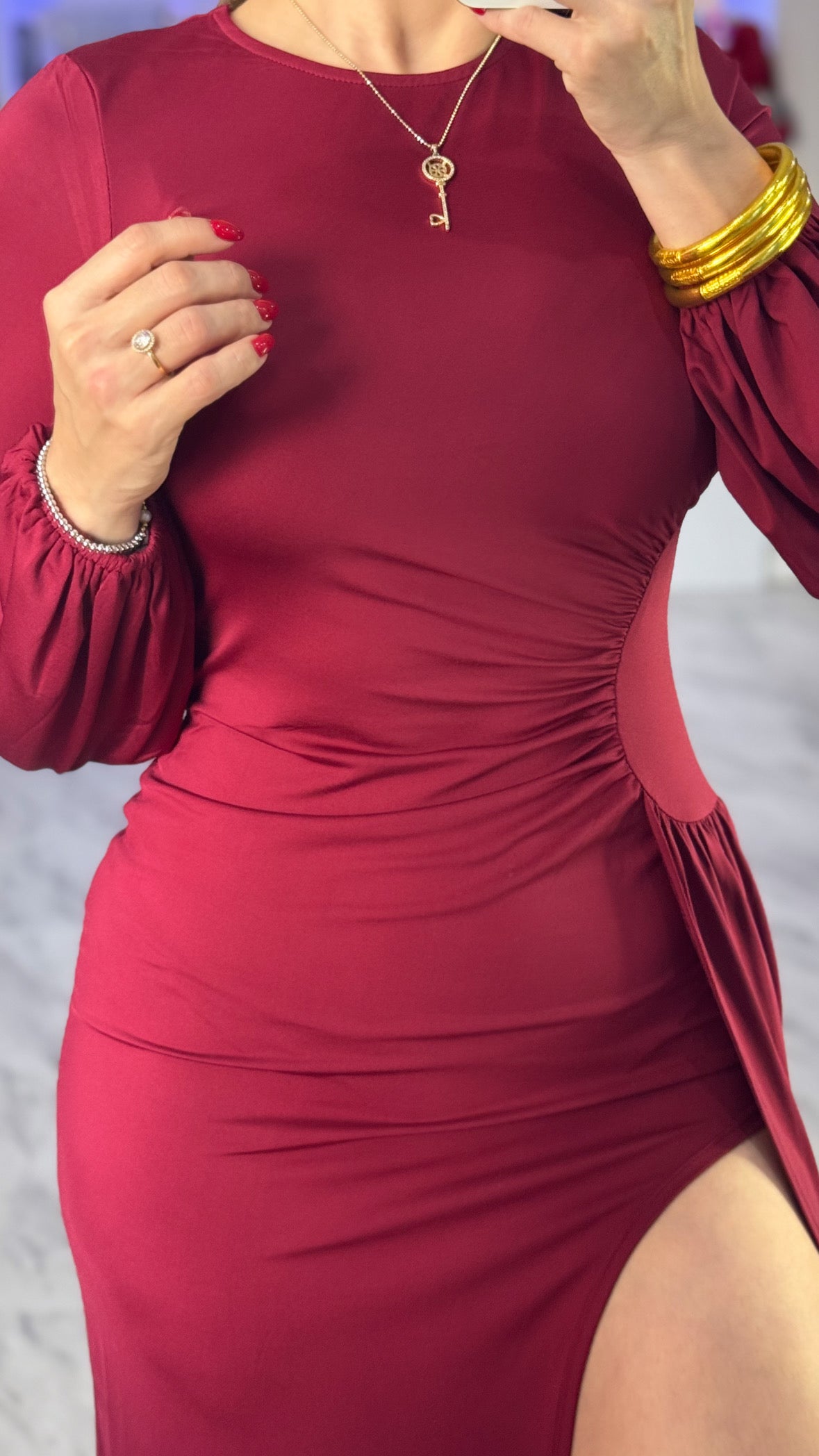Ariana Burgundy Dress