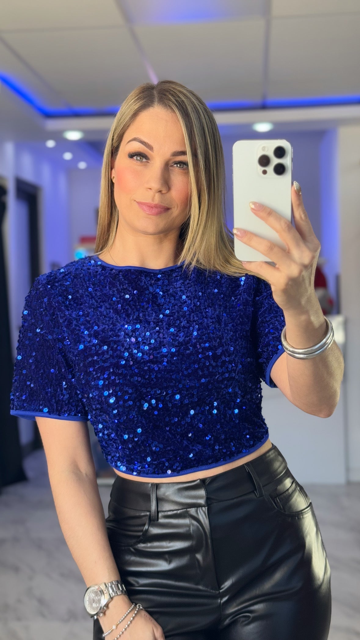Royal Blue Sequin Top