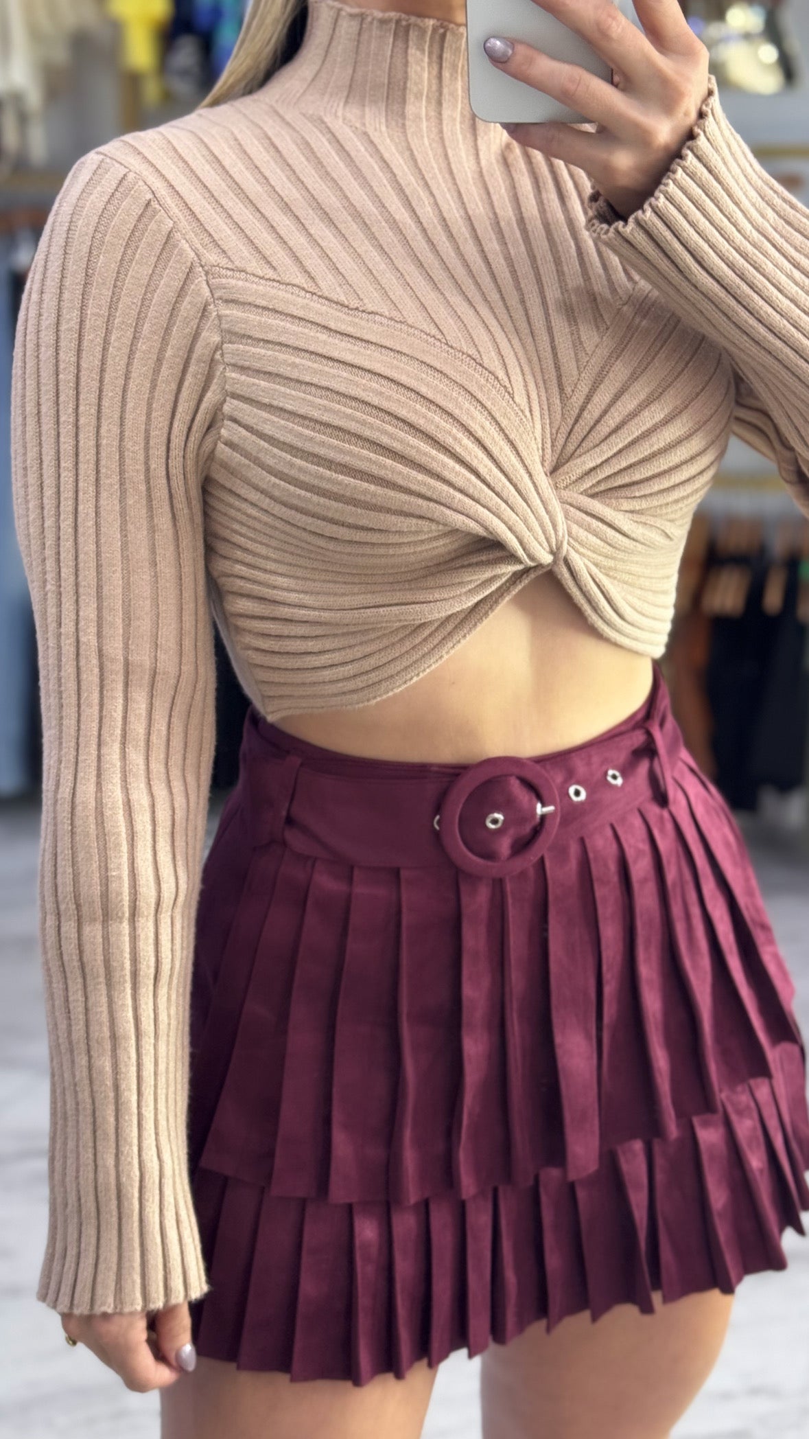 Burgundy Suede Skort 🍷