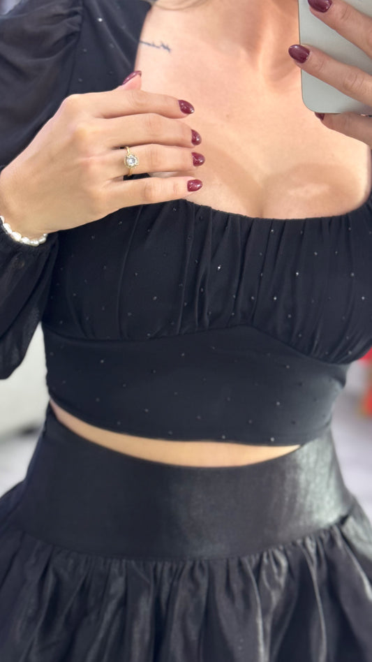 Black Mesh Blouse
