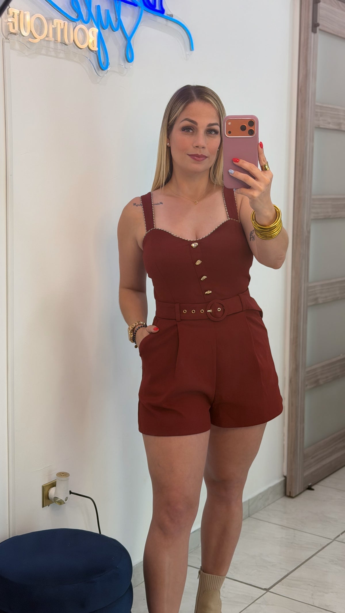 Cecilia Burgundy Romper