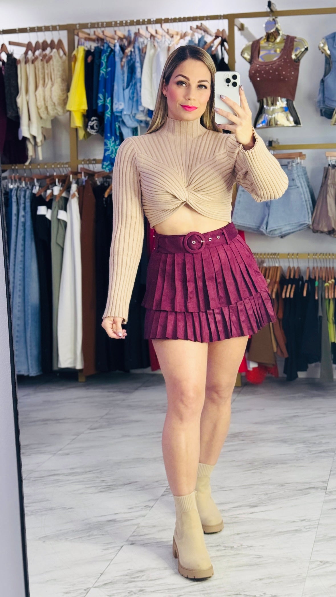 Burgundy Suede Skort 🍷