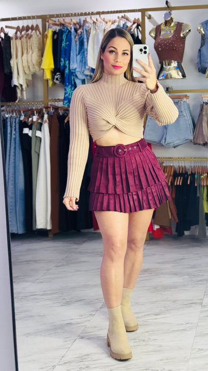 Burgundy Suede Skort 🍷