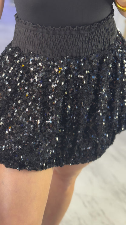 Black Sequin Skort
